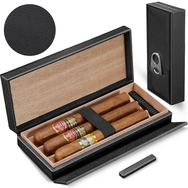Taplet Leather Cigar Case with Cutter & Humidifier, Premium Cedar Wood Linning, Airtight Sealed Design and Magnetic Closure, Travel Companion, Small Cigar Humidor Gift for Africionado
