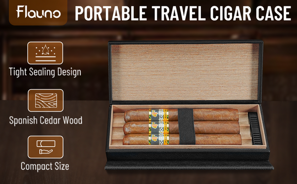 Taplet Leather Cigar Case with Cutter & Humidifier, Premium Cedar Wood Linning, Airtight Sealed Design and Magnetic Closure, Travel Companion, Small Cigar Humidor Gift for Africionado